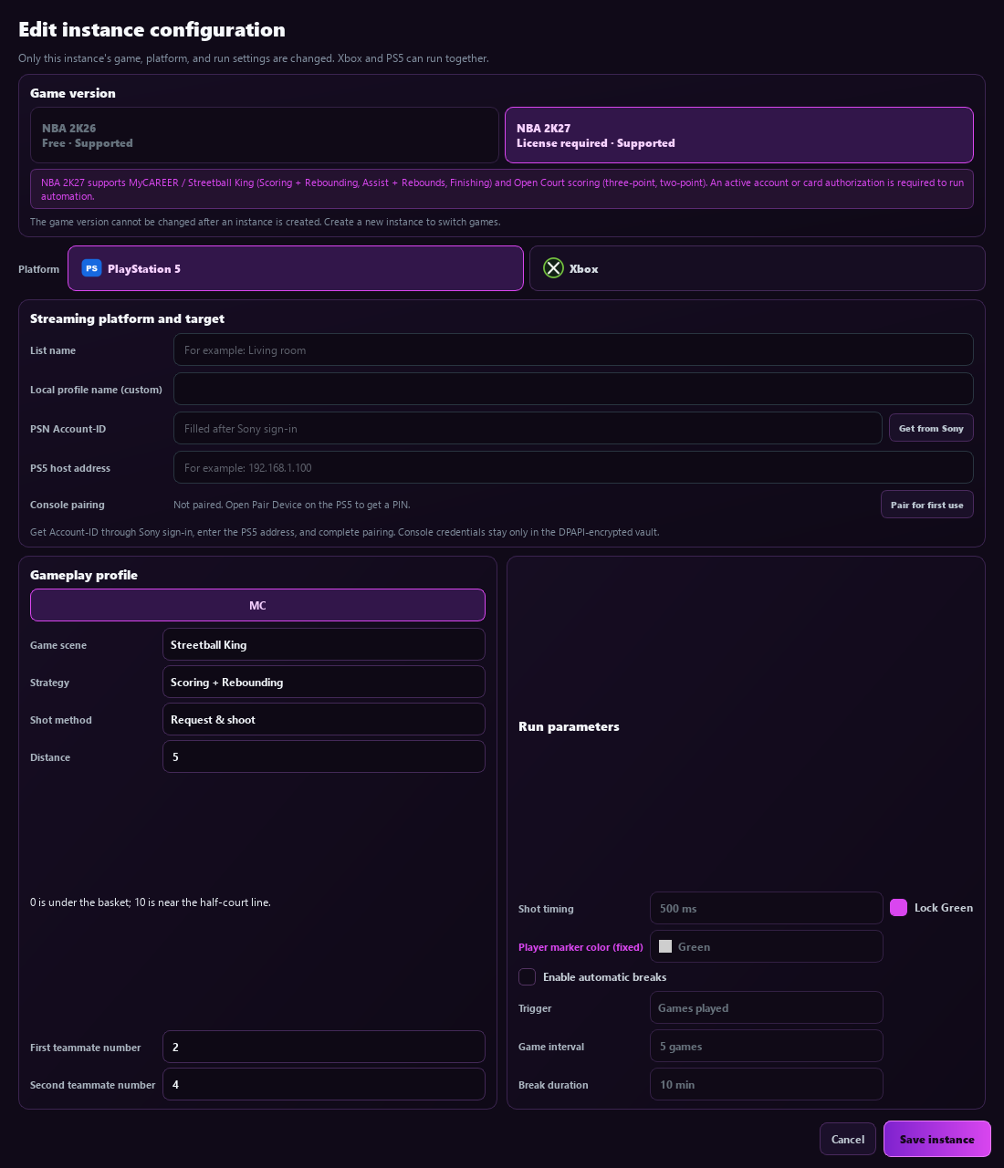 PS5 address, account and pairing